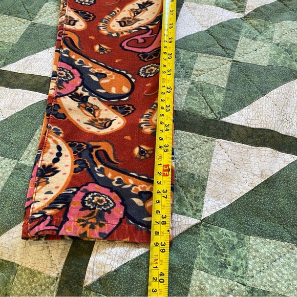 Pilcro And The Letterpress Anthropologie‎ Paisley Corduroy Pants Serif Size 30 - Picture 12 of 13